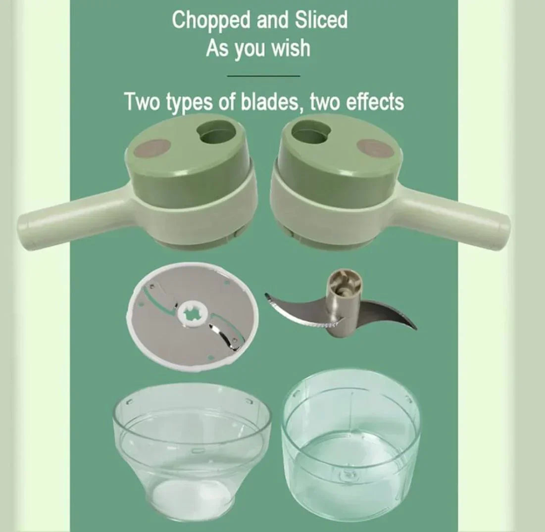 4 in 1 Handheld Electric Vegetable Cutter | قطاعة خضار كهربائية 4 في 1